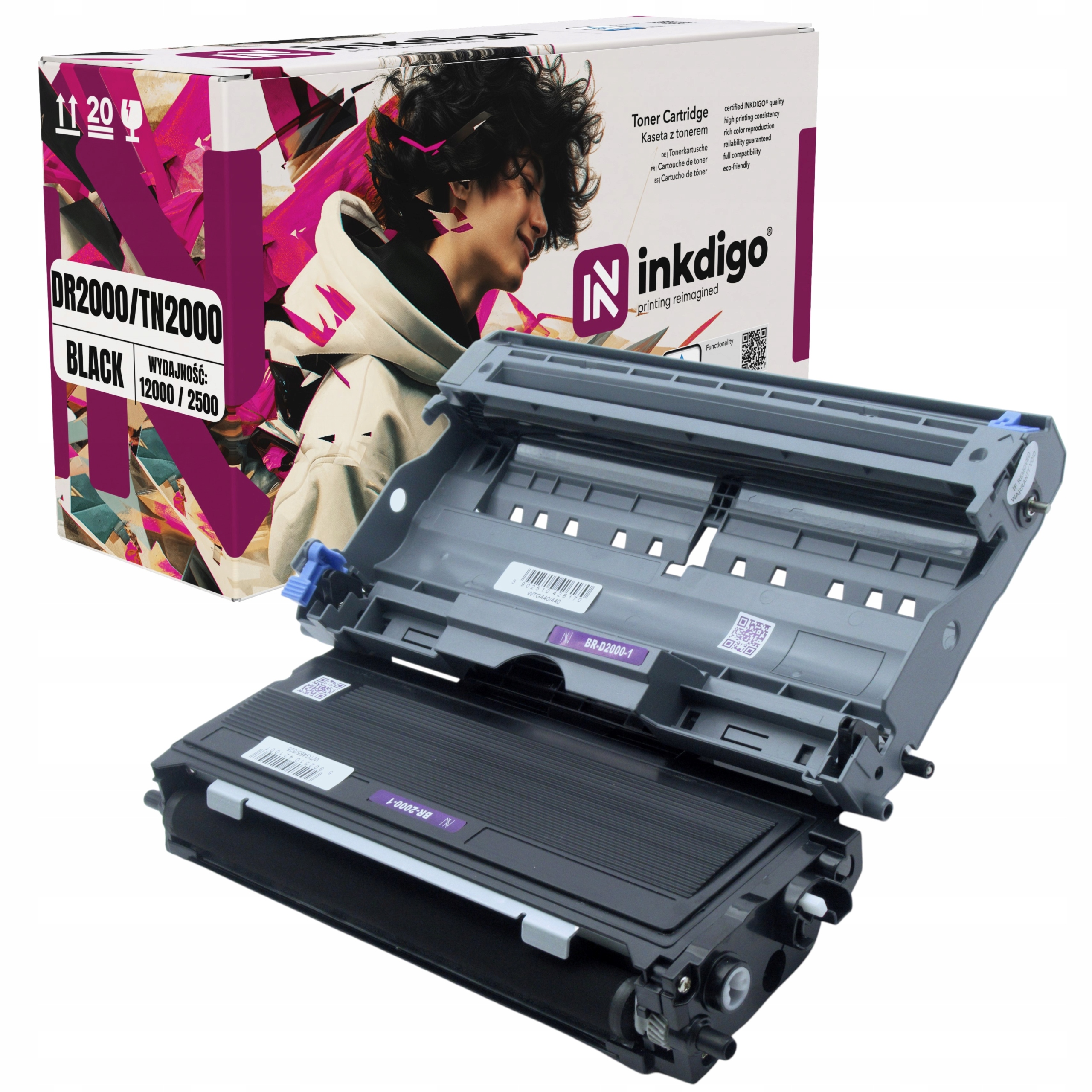 Tn Dr 2000 XL Toner Bęben do Drukarki Brother HL-2030 HL-2032 HL-2035