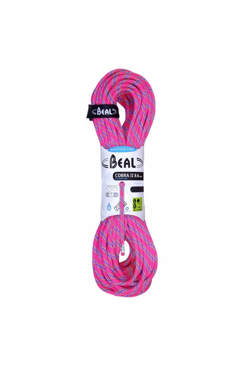 Beal Poloviční lano Cobra Unicore 8.6 mm 50 m Golden Dry růžové