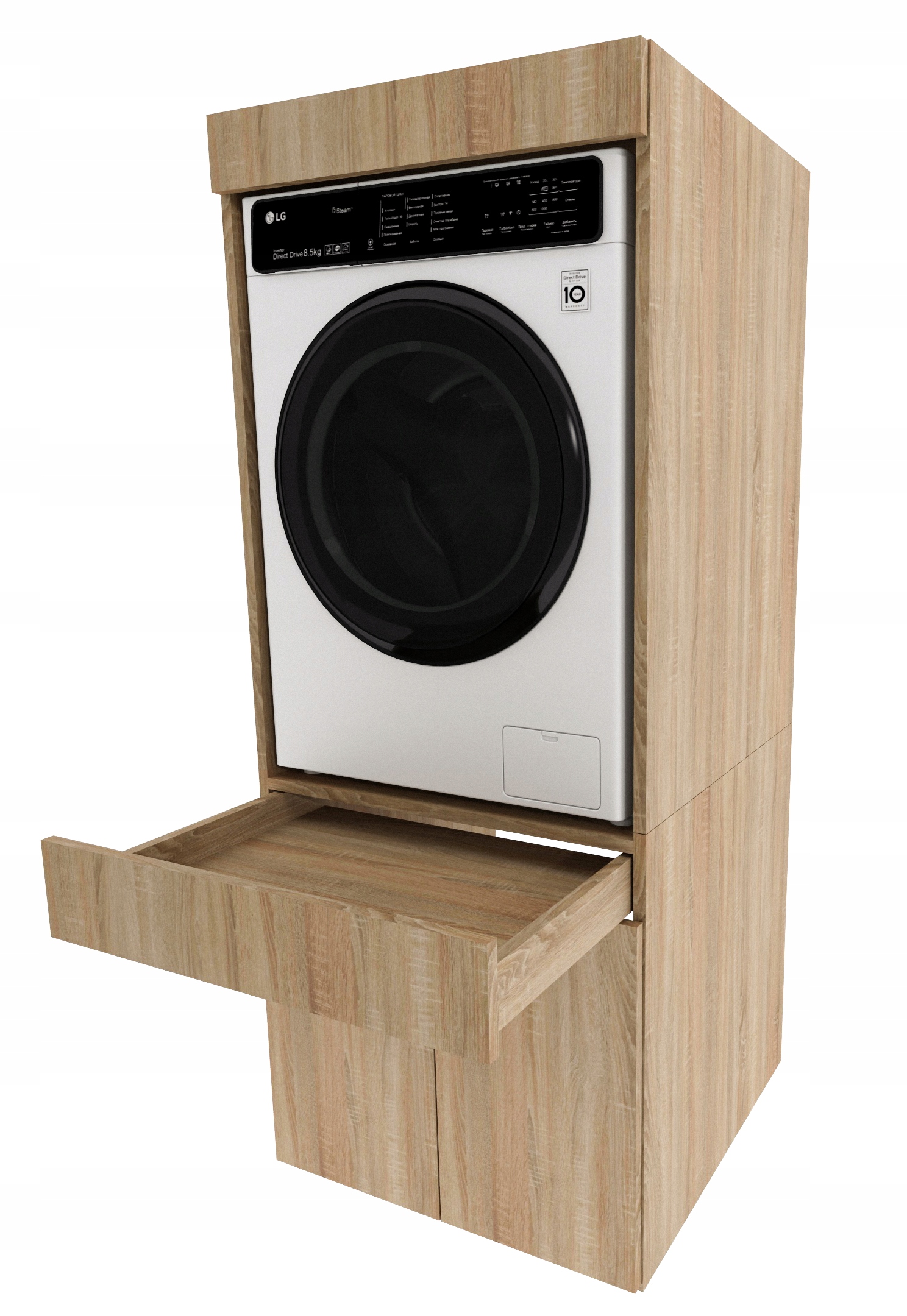 Skříňka na pračku regál sloupek zabudovaná s podnosem 162x63x67 Dub Sonoma