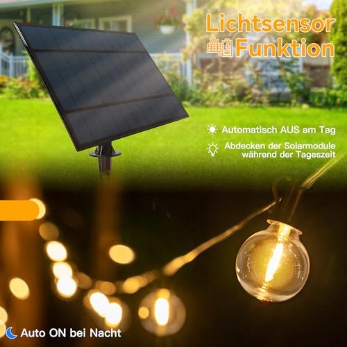 SOLAR LAMPKI OGRODOWE 10M 17 LED IP65 WODOODPORNE NA BALKON I DO OGRODU — miniatura 4