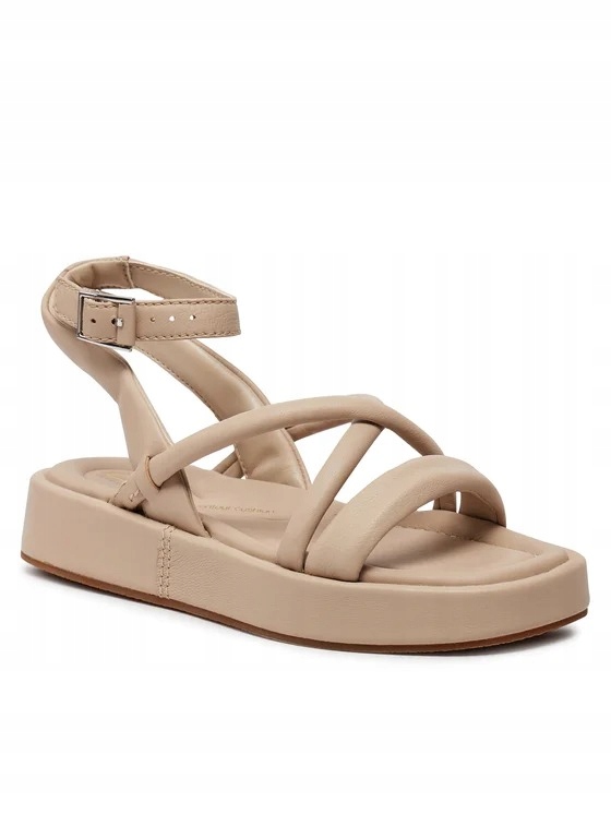 Clarks Alda Cross Béžové Sandály Na Plochém Podpatku Kožené 39,5 J0A