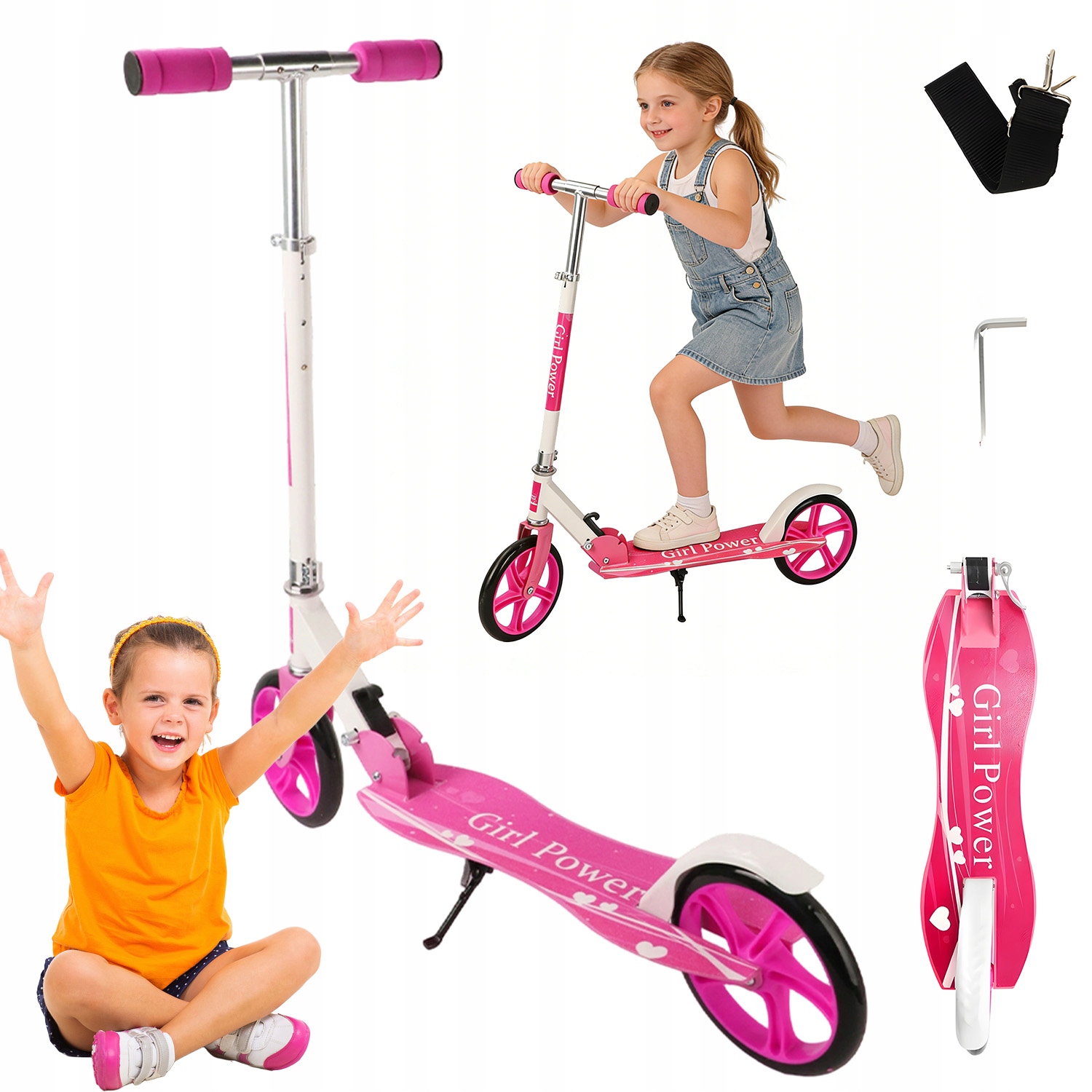 Hulajnoga Dla Dzieci Dwukołowa Miejska Dla Młodzieży Składana Różowa