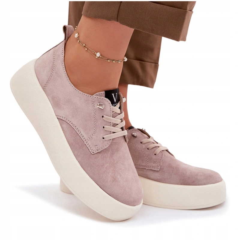 Dámské Polobotky Kožené Semišové S Nazouvací Platformou Vinceza 79605 Béžové 37