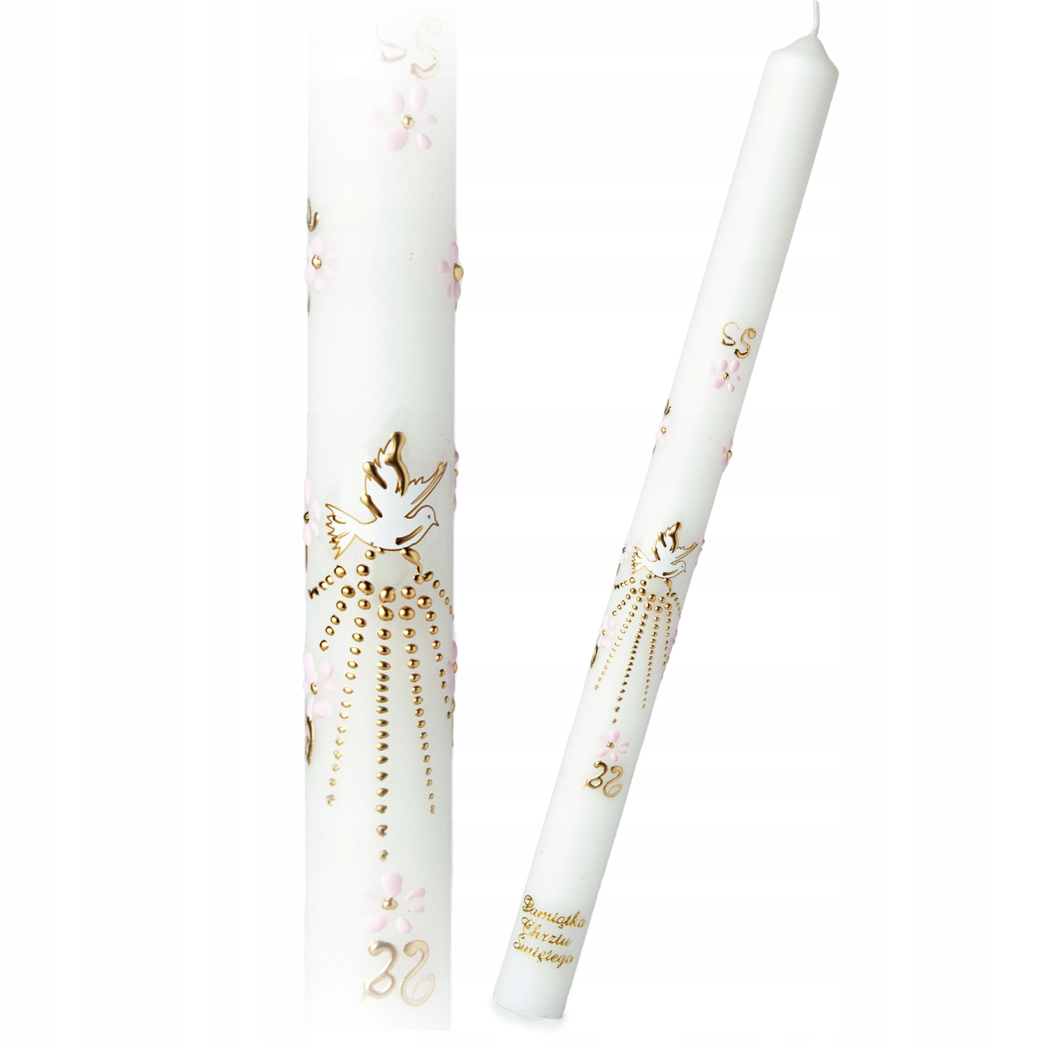 

Świeca Do Chrztu Gromnica ręcznie zdobiona róż