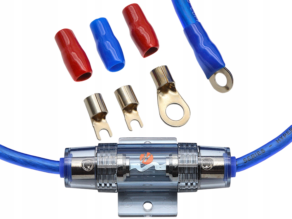 NECOM ZESTAW KABLI PRZEWODÓW DO WZMACNIACZA TUBY SKRZYNI PRZEKRÓJ 10mm2 Długość kabla 5 m