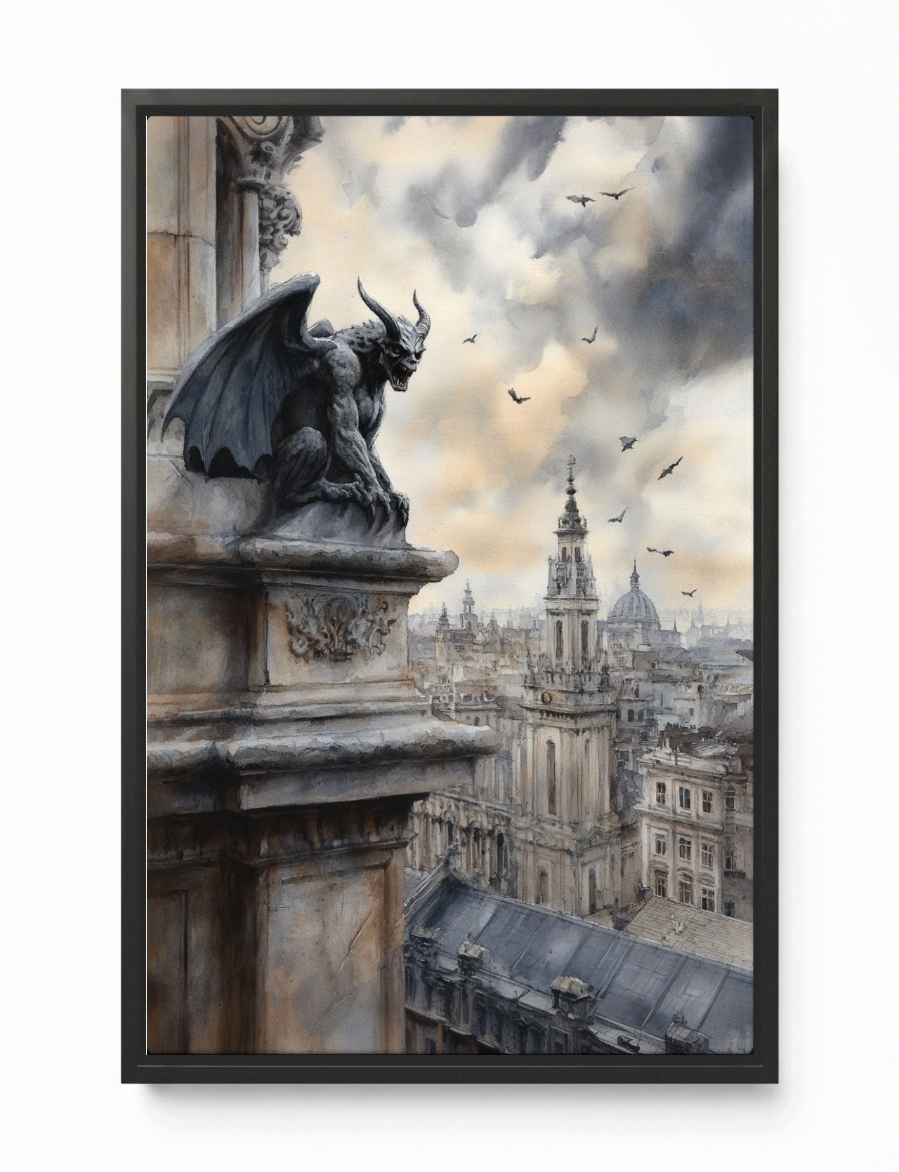 Obraz Rám Americký Box Město Panorama Pohled Socha Chrlič 40x60