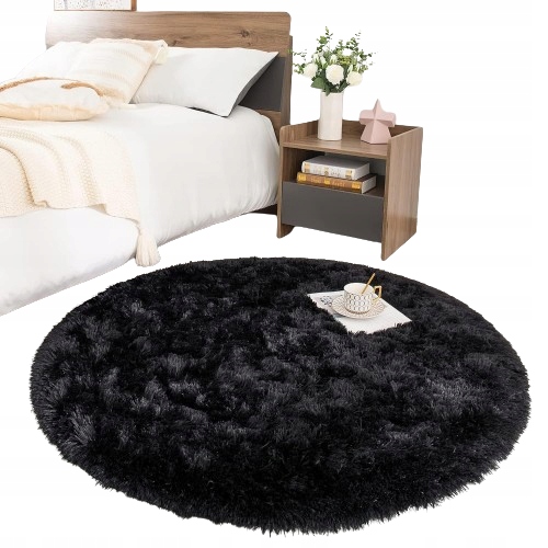 Koberec Kulatý 160 cm Kožešinový Shaggy do obývacího pokoje Plyšový Měkký