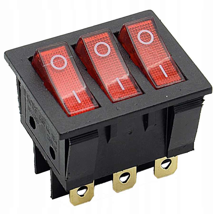 WŁĄCZNIK WYŁĄCZNIK PRZEŁĄCZNIK POTRÓJNY KOŁYSKOWY PODŚWIETLANY 230V