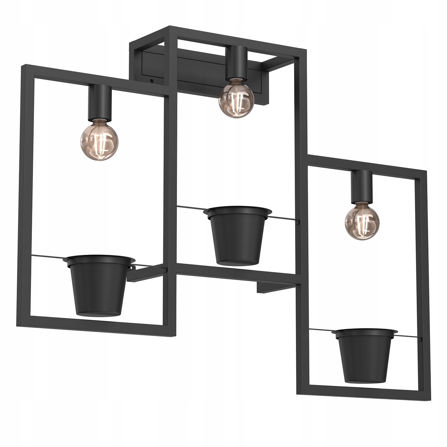 Trojnástenná nástenná lampa čierna s kvetinovým záhonom do obývačky 98 cm Luminex