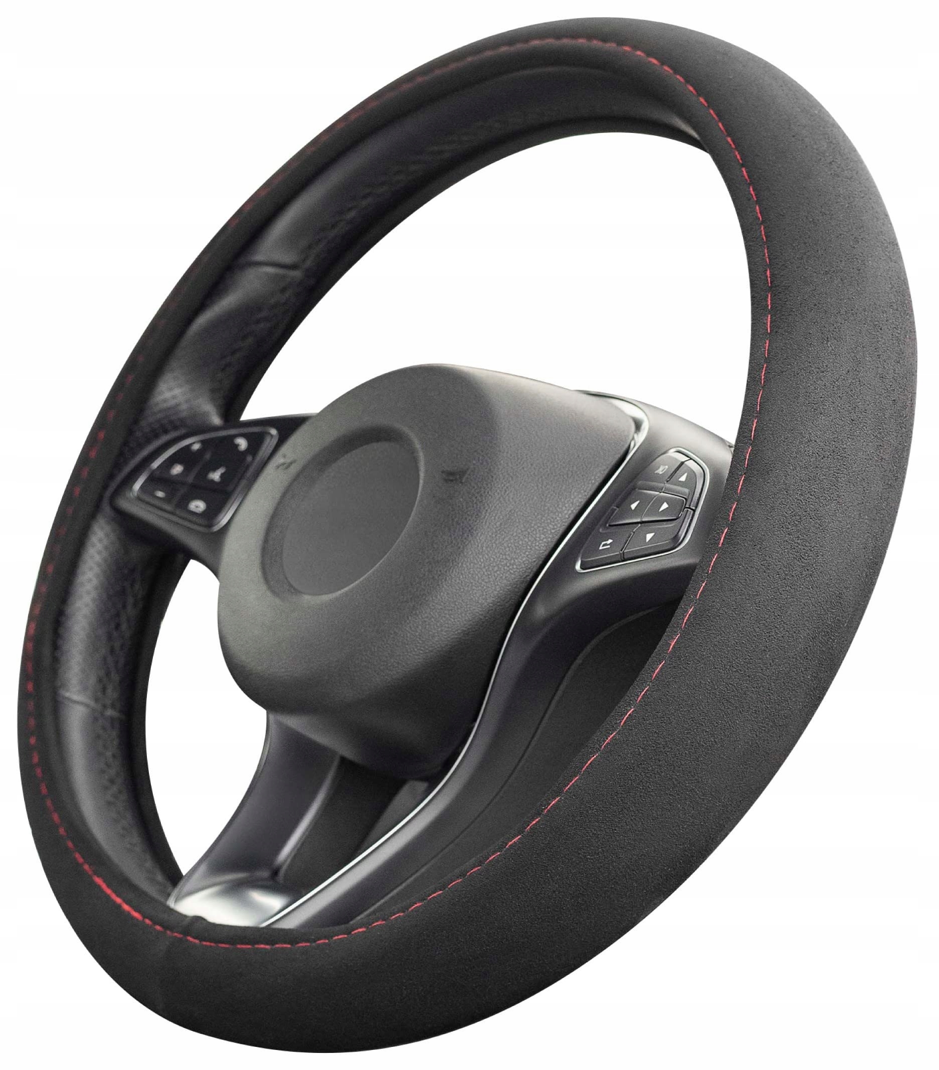 Potah na volant Upgrade4cars Alcantara 37-39 cm Červená nit