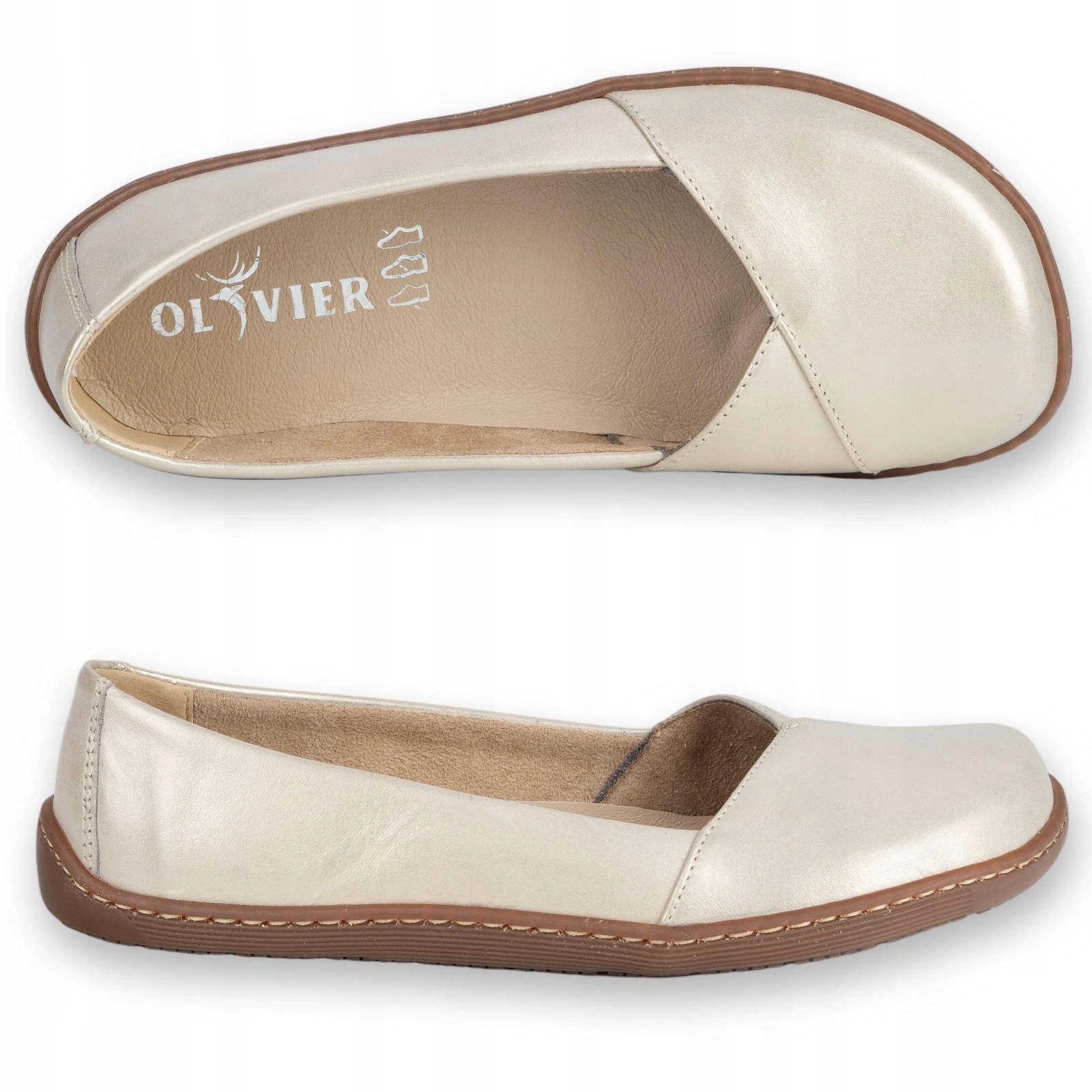Elegantní dámské barefootové baleríny Maelle zlaté s bronzem, velikost 42
