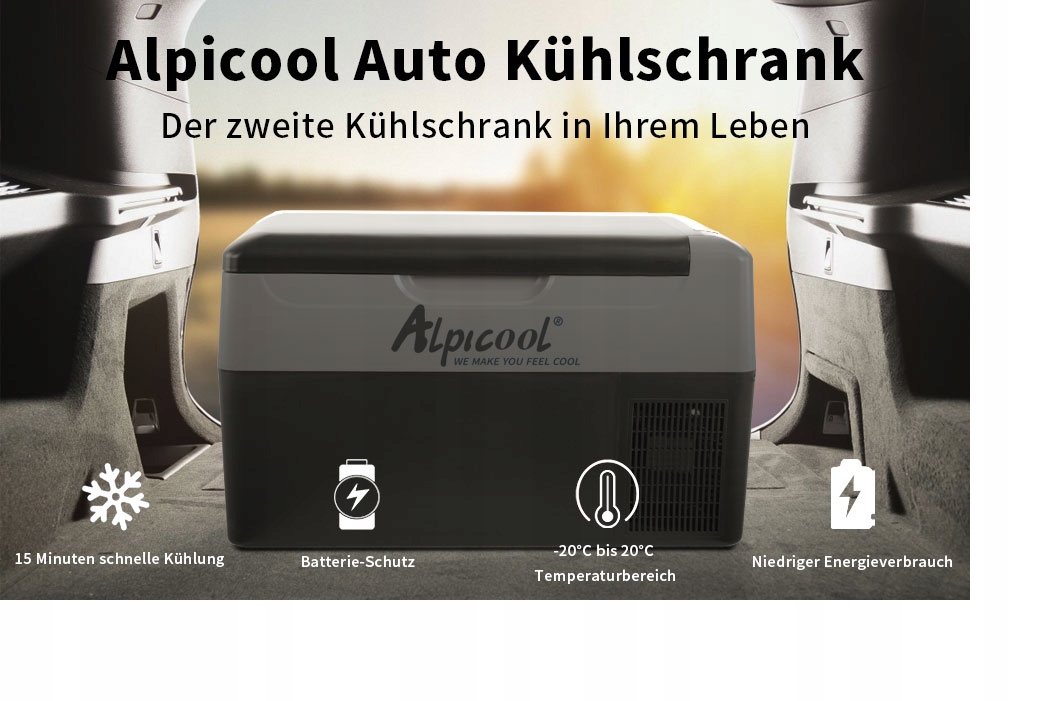 Alpicool lodówka turystyczna 12/24V 22L do samochodu łodzi kampera camping Zasilanie gniazdo zapalniczki samochodowej