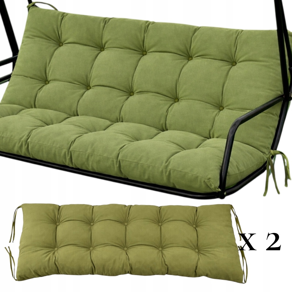 Polštáře na zahradní houpačku 150x50, sada 2 ks, olivová barva
