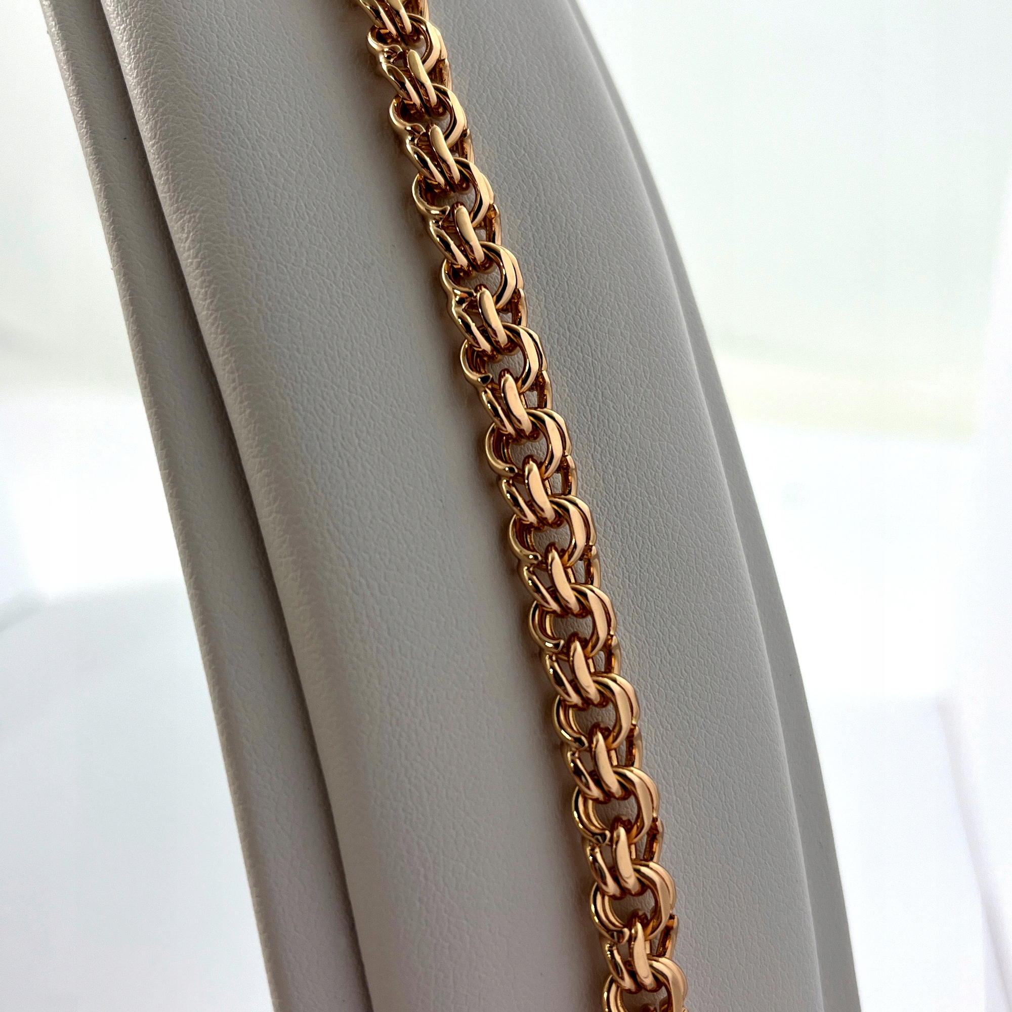 GRUBA MĘSKA ZŁOTA BRANSOLETA SPLOT GARIBALDI 8 MM STAL CHIRURGICZNA+GRATISY Marka Golden Celebrity