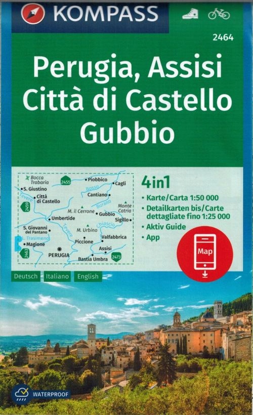 Perugia Assisi Citta DI Castello Gubbio Mapa Wodoodporna 2464 Kompass
