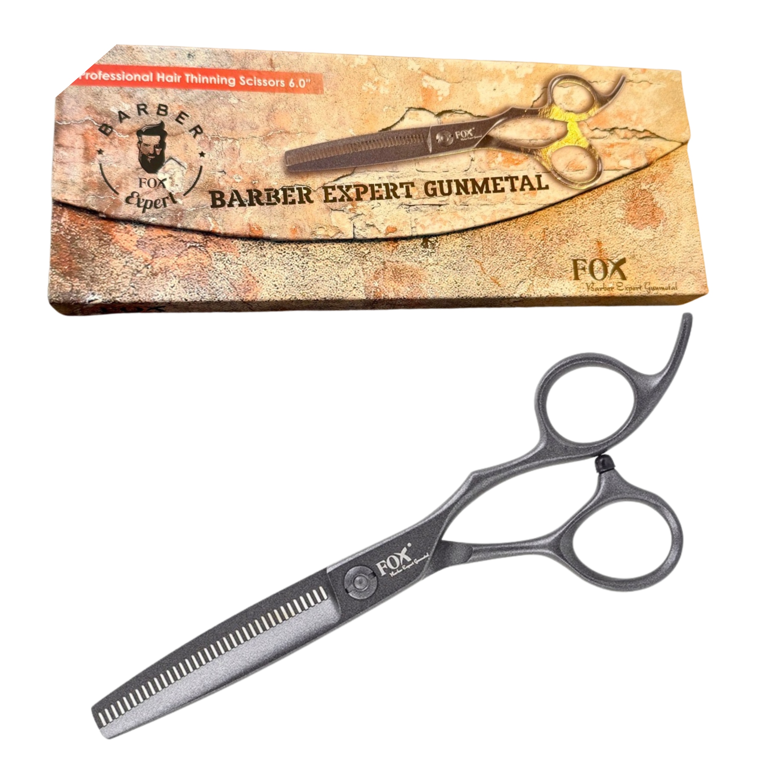 Nożyczki Degażówki Fox Barber Expert Gunmetal 6.0" Stal Nierdzewna Cienie