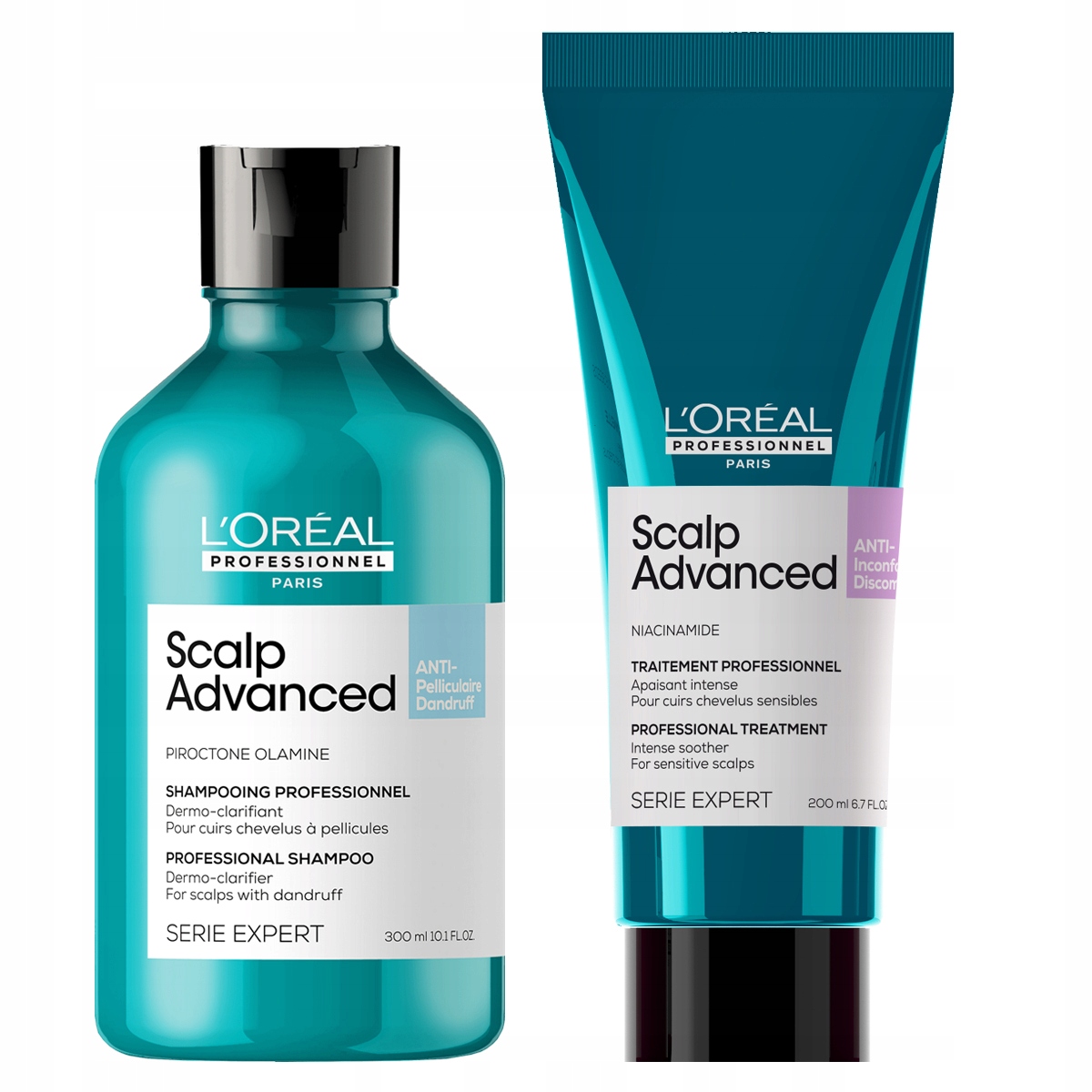 LOreal Scalp Advanced šampon 300 zklidňující krém 200