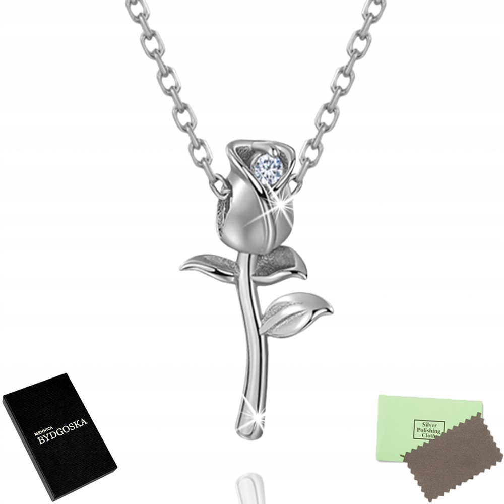 

Srebrny Naszyjnik Łańcuszek Z Zawieszką Róża