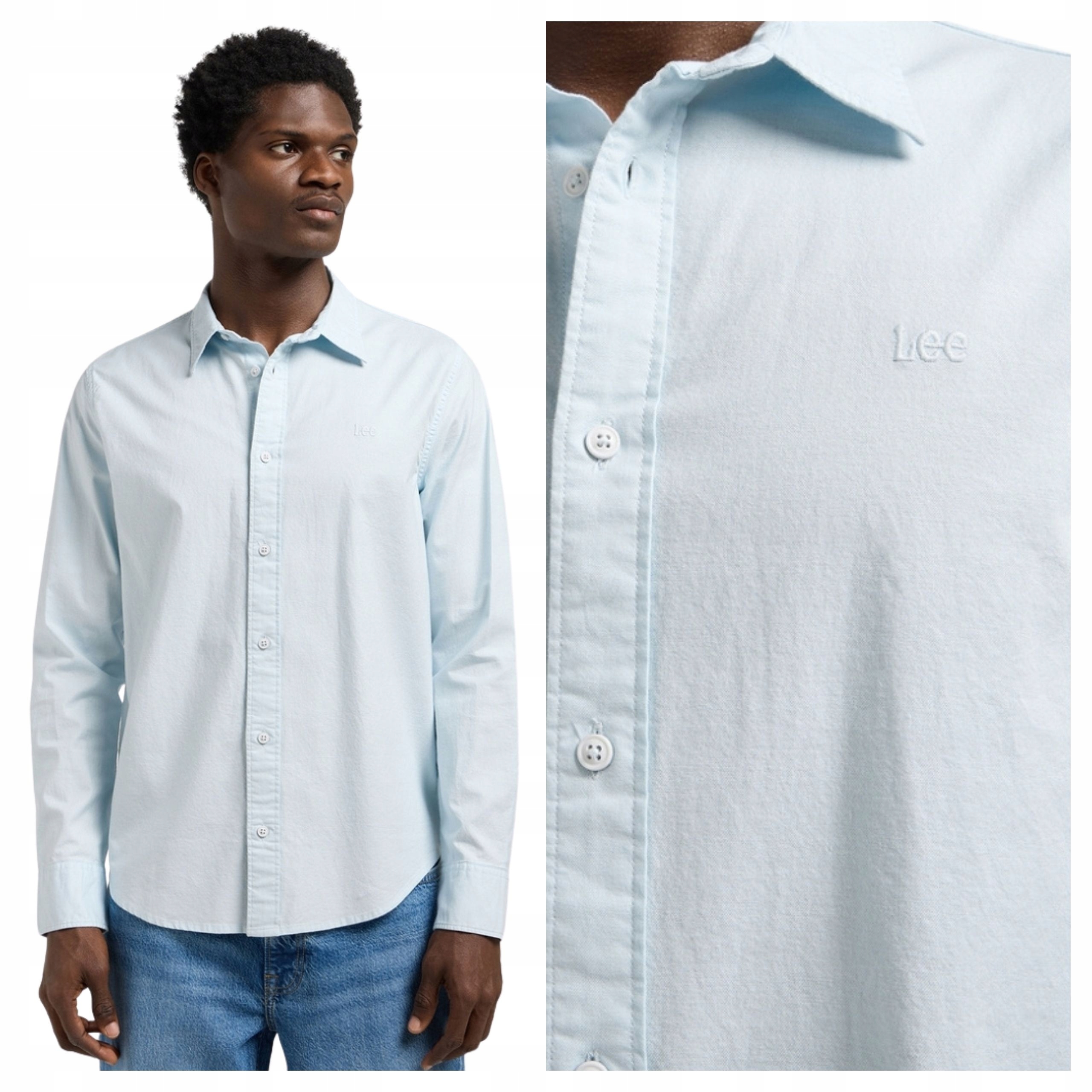 Pánská košile Lee Patch Shirt Modrá Bavlna Dlouhý rukáv XXL