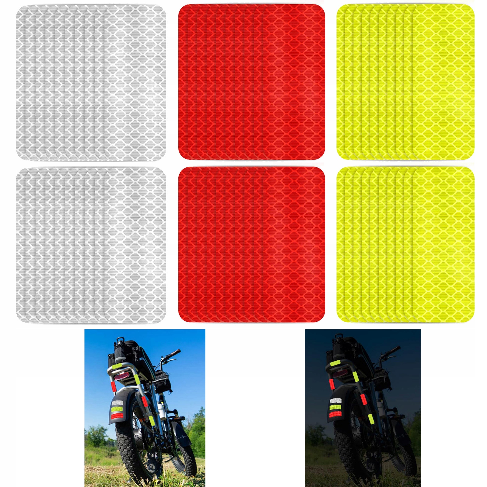 Naklejki odblaskowe wodoodporne rower motor kask auto 60 sztuk