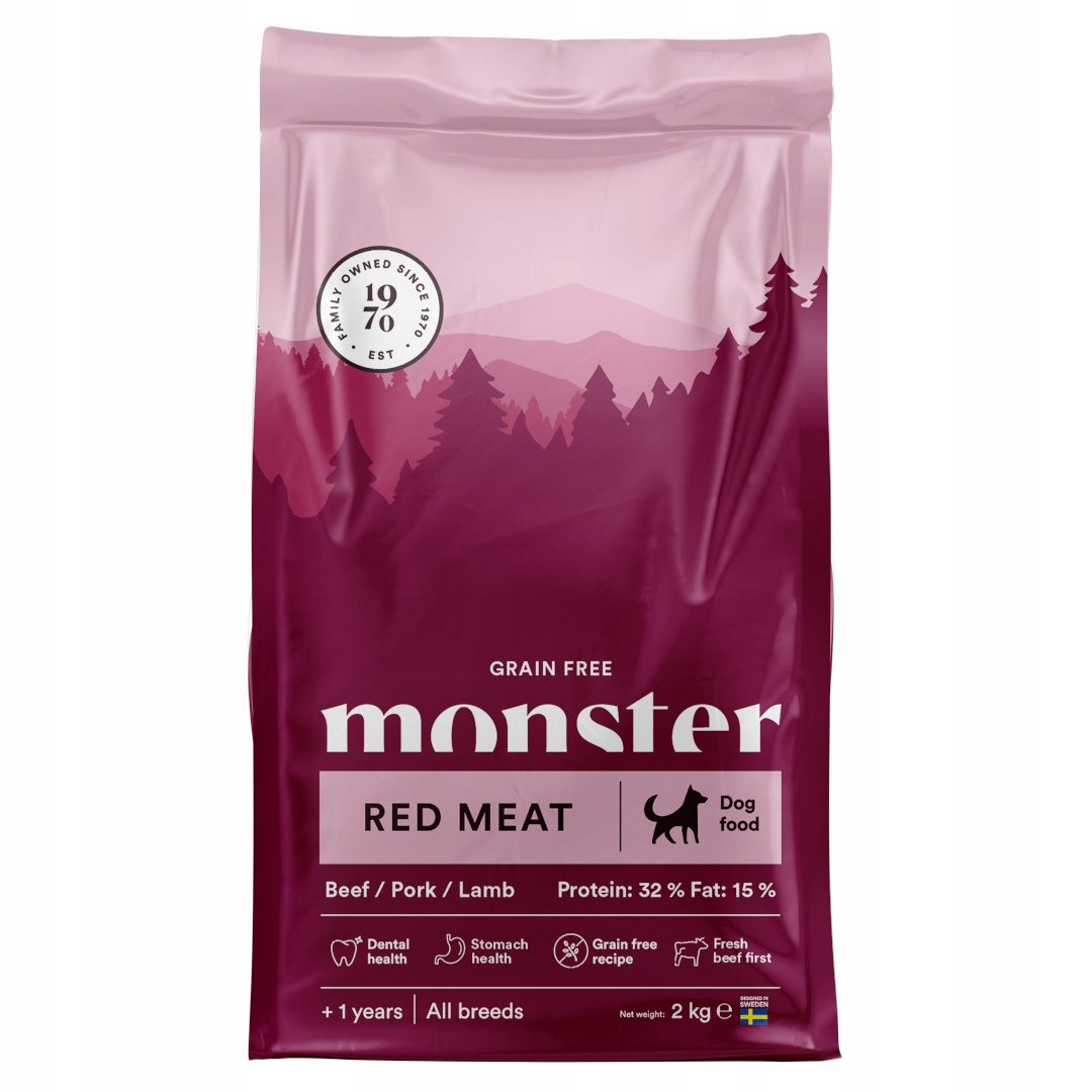 Levně Monster Dog Adult 2kg Bezobilné suché Krmivo pro psy s červeným masem