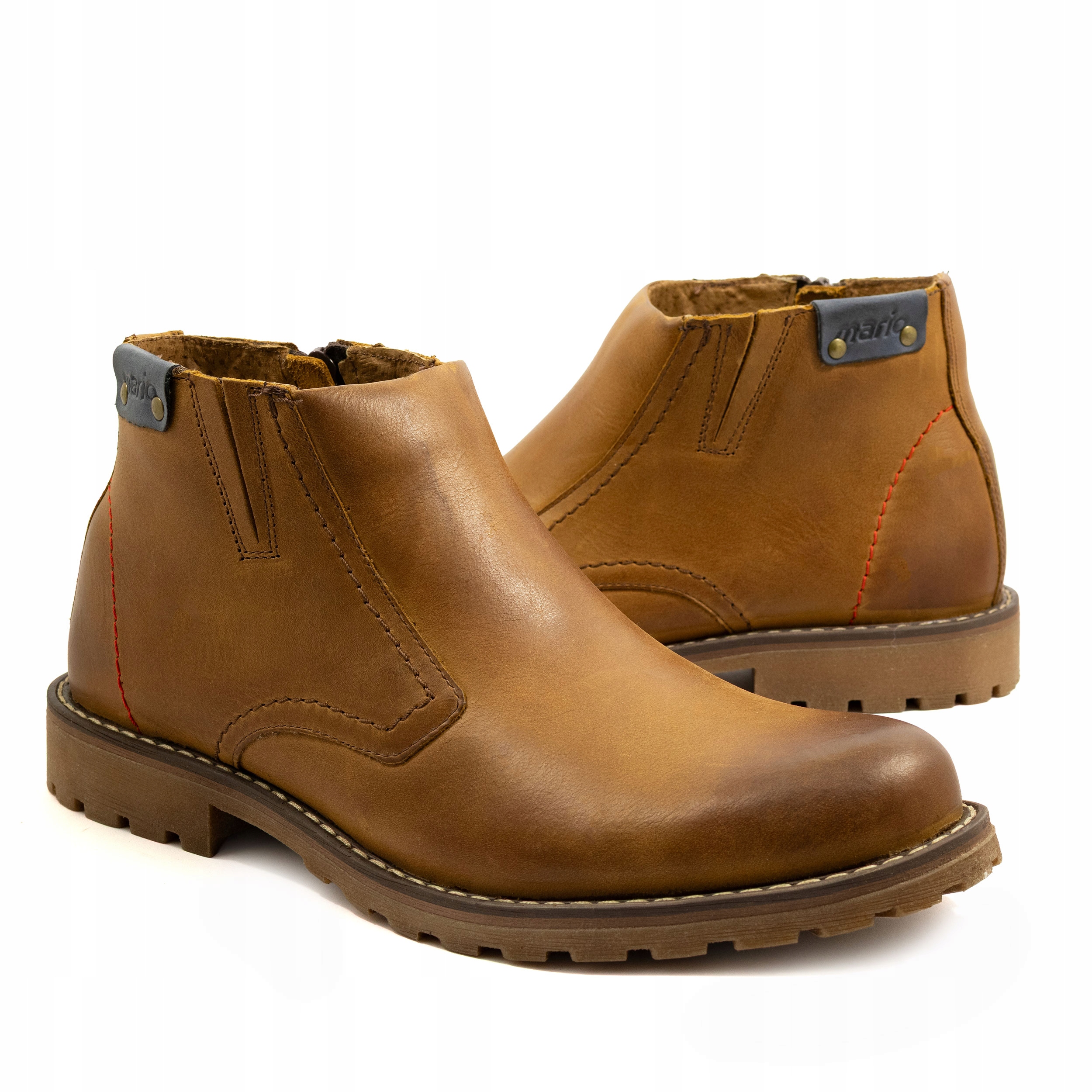 Pánské zimní kožené zateplené boty se zipem Polské 815br 46