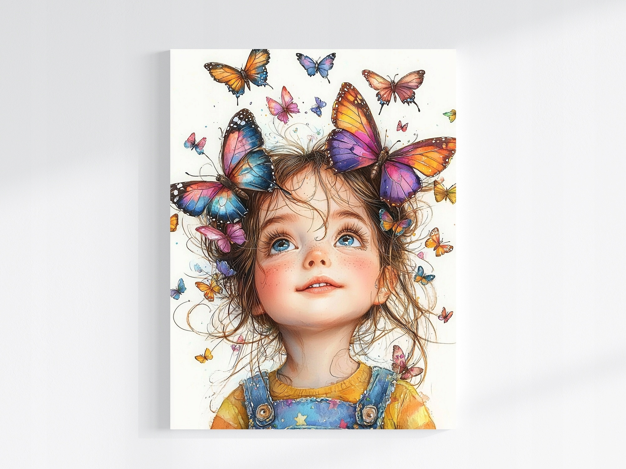 Obraz Na Plátně Canvas Dítě Dívka Motýli Představivost Radost 75x100