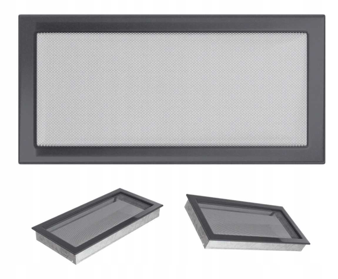 Ventilační mřížka grafitová 22x45 krbová obyčejná s mřížkou