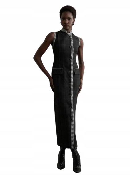 Karen Millen Černé Šaty Jednoduché Pro Nízké S Vlnou 38 B1F