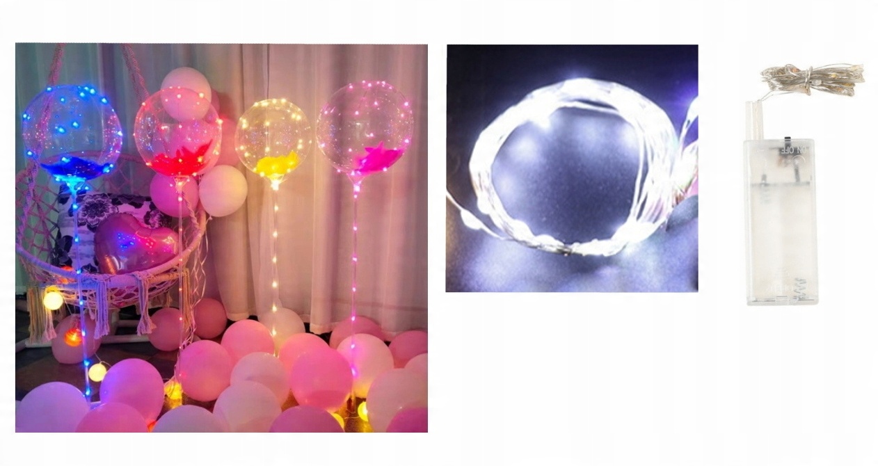 

Lampki choinkowe na druciku na baterie 2m 20 Led