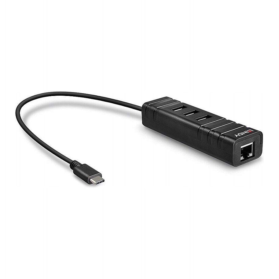 Lindy Usb-c Hub z 3× Usb 3.2 Gen 1 i 1× Gigabit Ethernet (RJ-45)