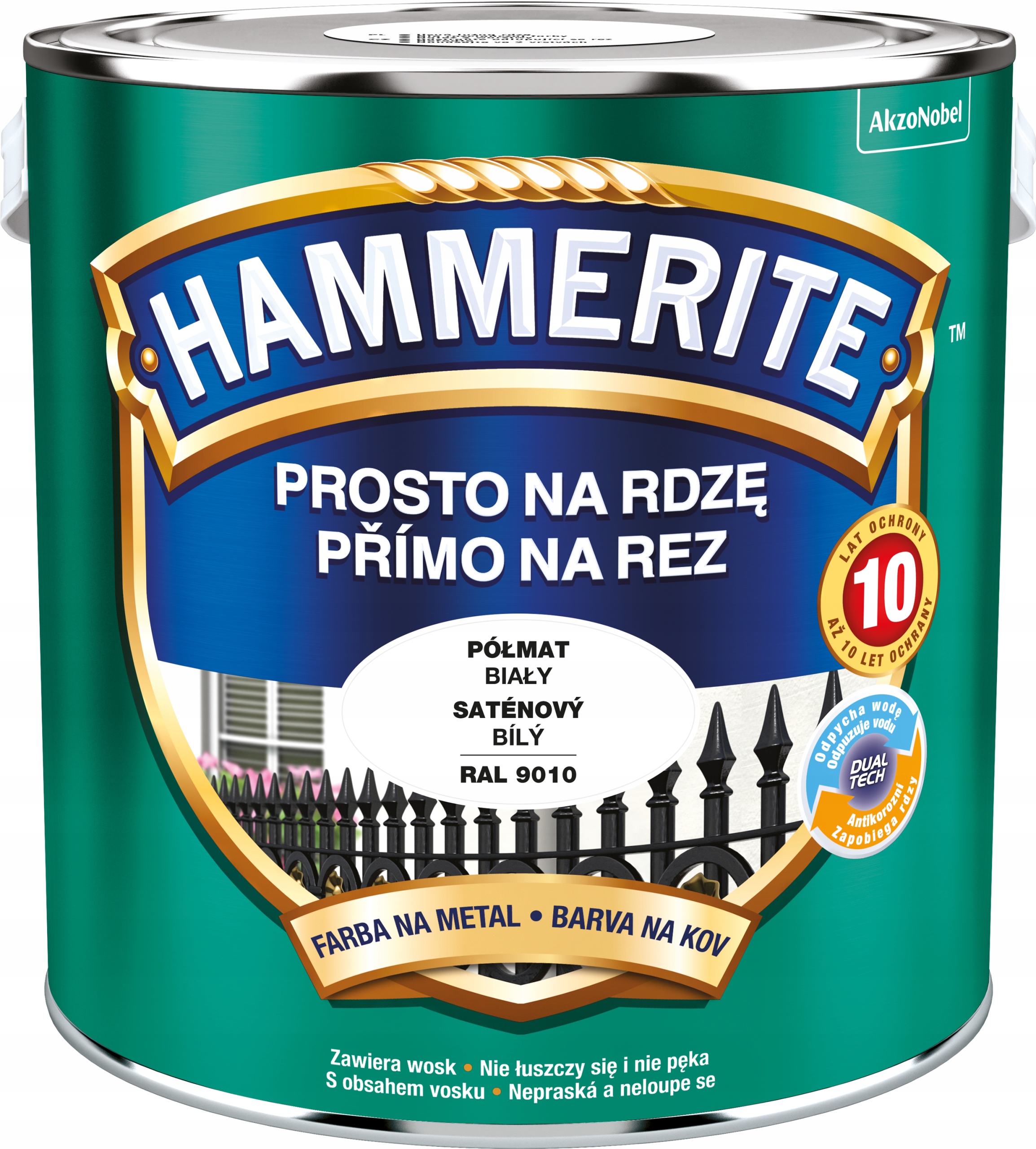 Hammerite Přímo Na Rzi Bílý Polomatný 2,5 L