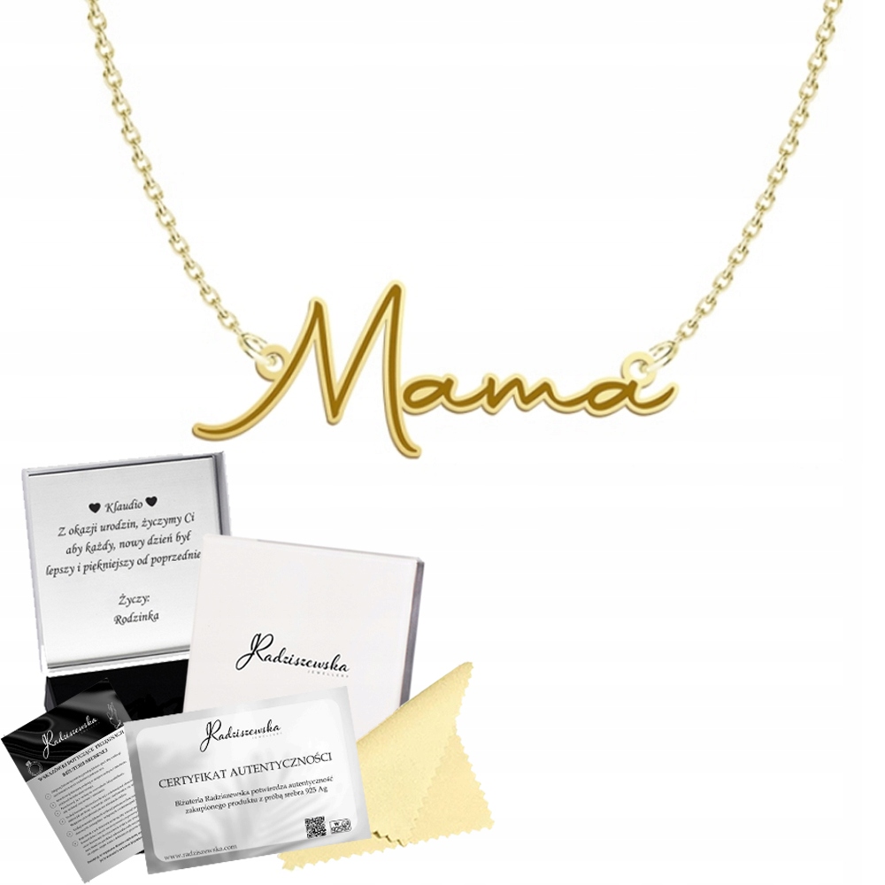 Zlatý Řetízek S Nápisem Mama Dárek Den Matek Stříbro 925 Přání