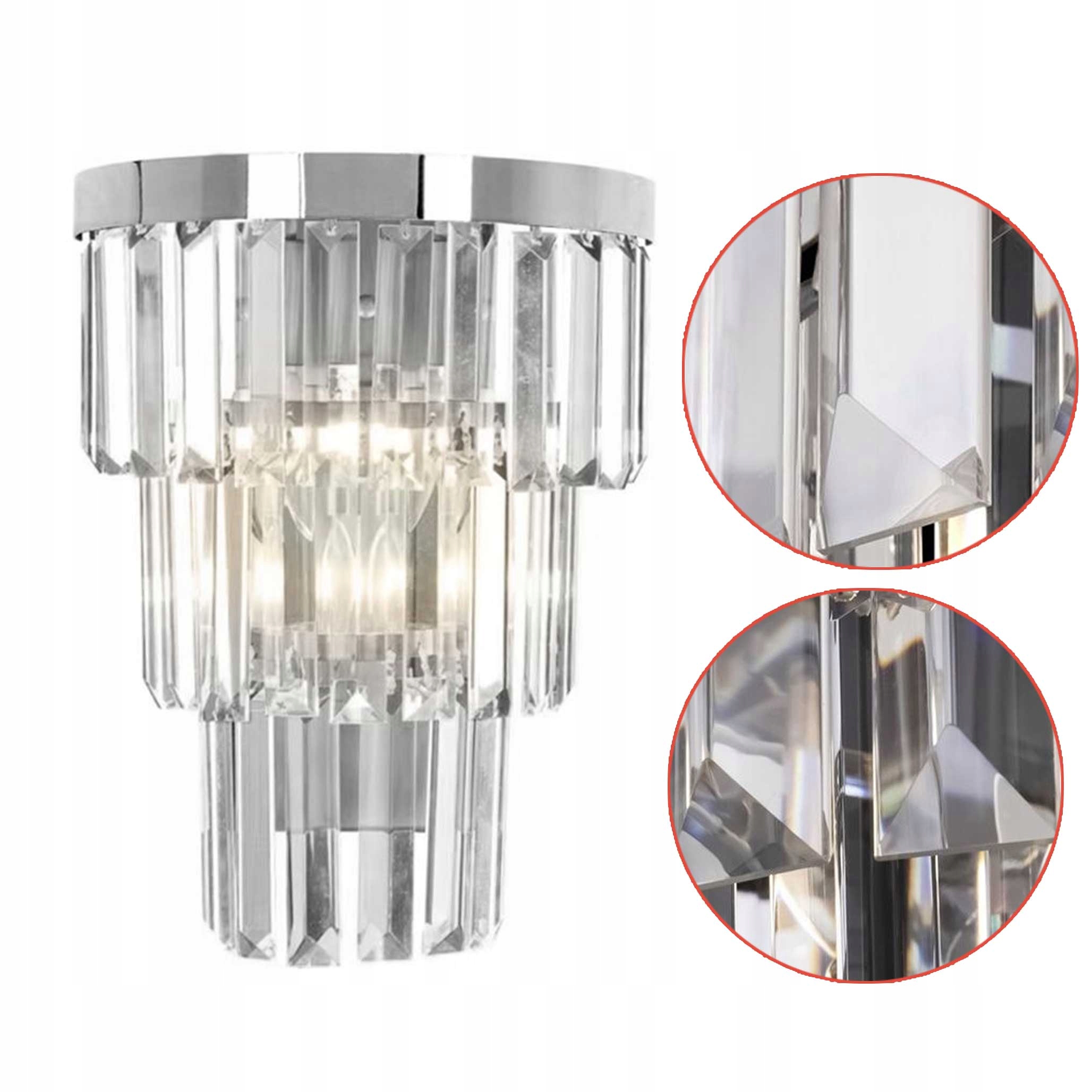 Nástenná Lampa Krištáľová Strieborná Do Obývacej Izby Spálne Glamour Chróm