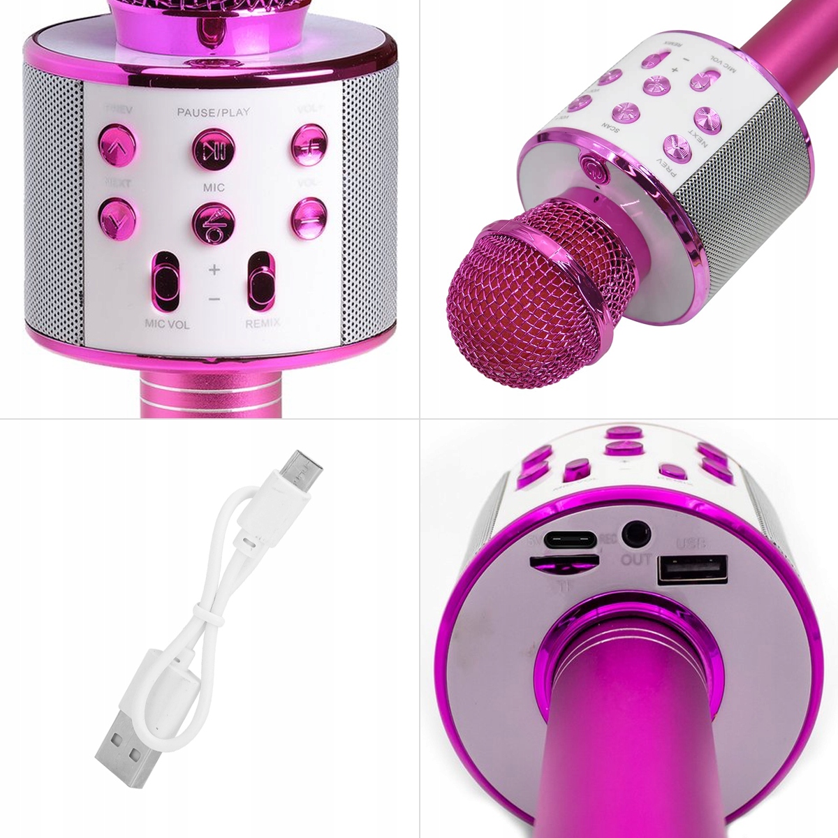 MIKROFON BEZPRZEWODOWY KARAOKE GŁOŚNIK BLUETOOTH NA PREZENT RÓŻOWY Stan opakowania oryginalne