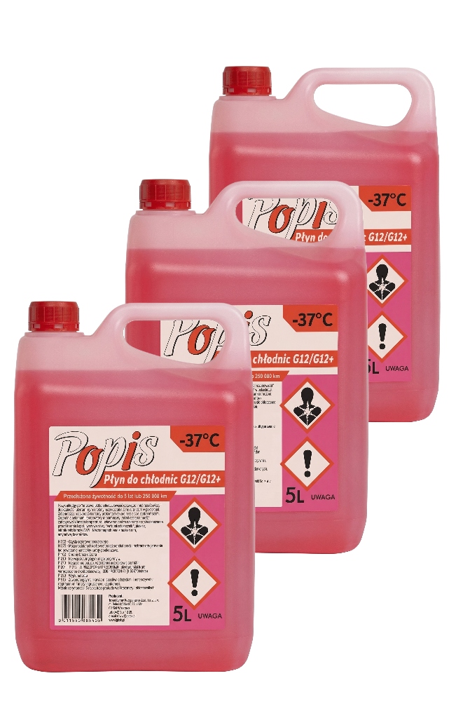 Płyn do chłodnic chłodniczy G12/G12+ -37C różowy czerwony 15L 5L x3