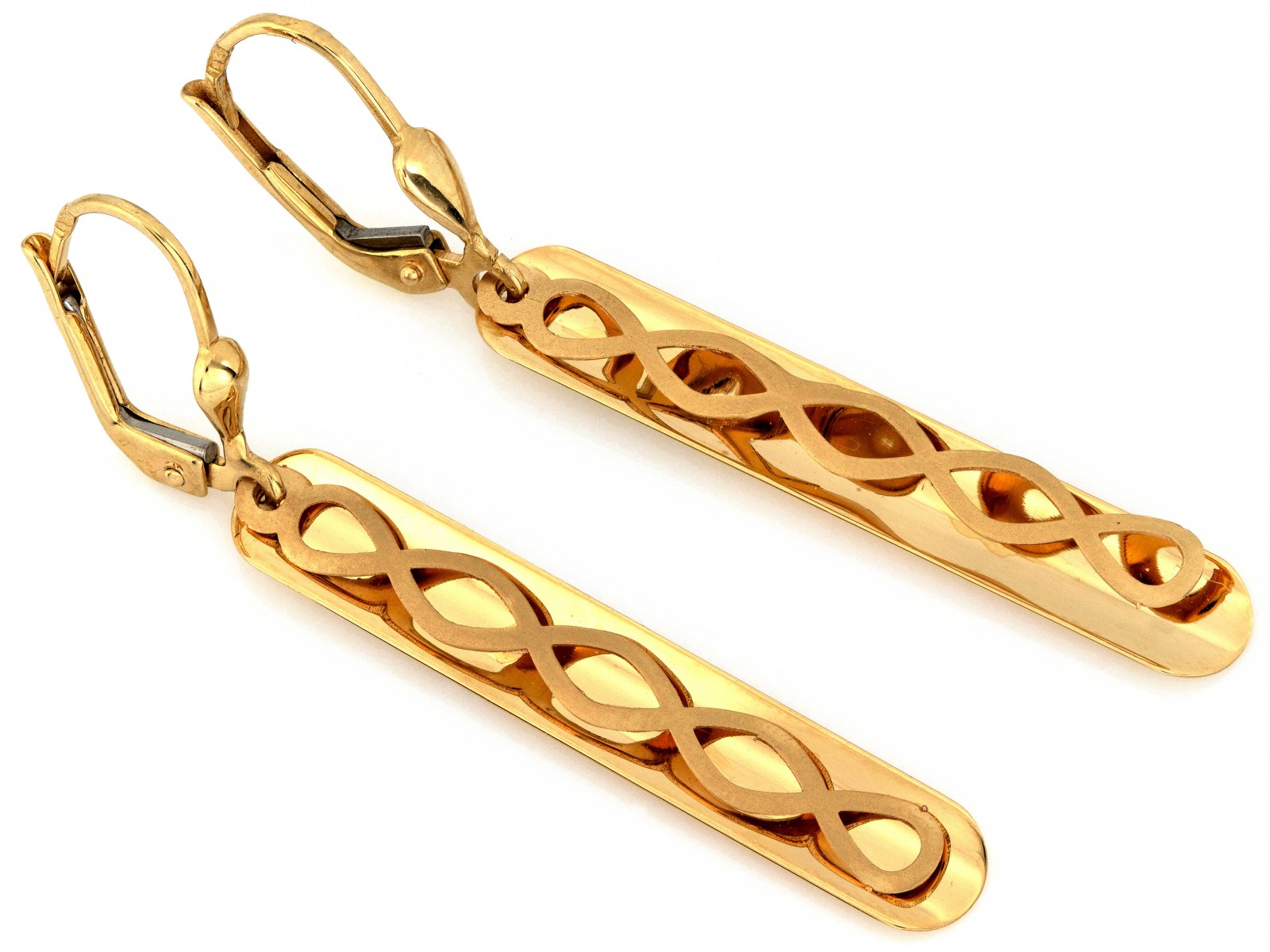 Zlaté náušnice dlouhé 585 14k 2.93g lesklé prostorové jako dárek