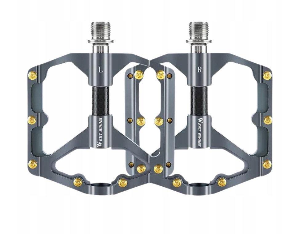 PEDAŁY ROWEROWE LEKKIE WYTRZYMAŁE ANYPOŚLIZGOWE OŚ KARBONOWA Szare