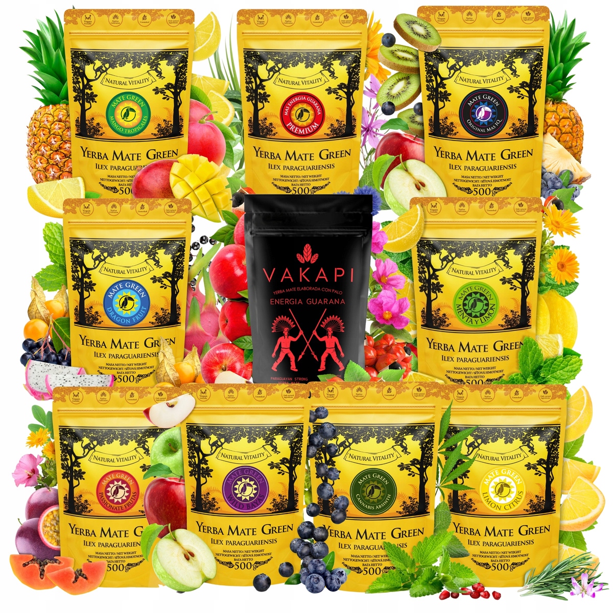 Sada Yerba Mate Green Vakapi 10 x 500 g Různé