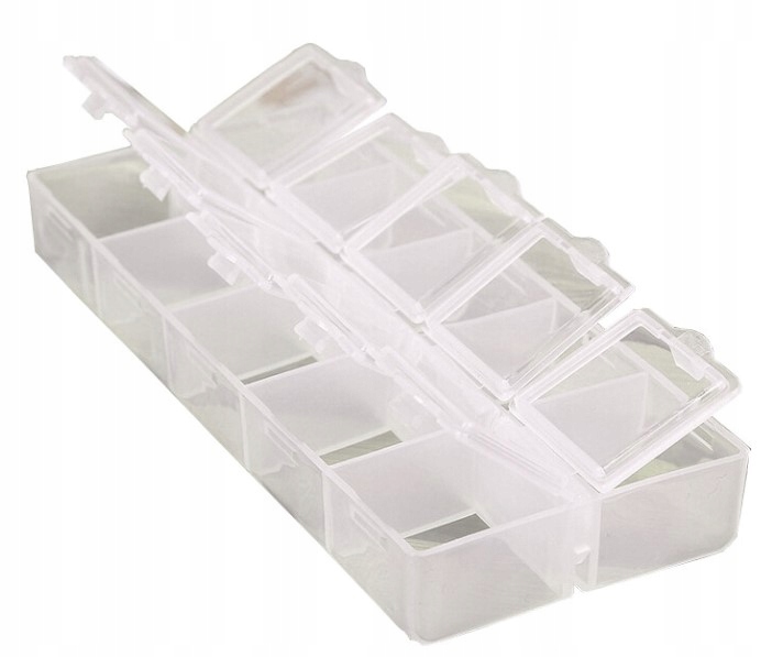 Organizer 10 przegródek 13,3x6x2,1cm pojemnik pudełko