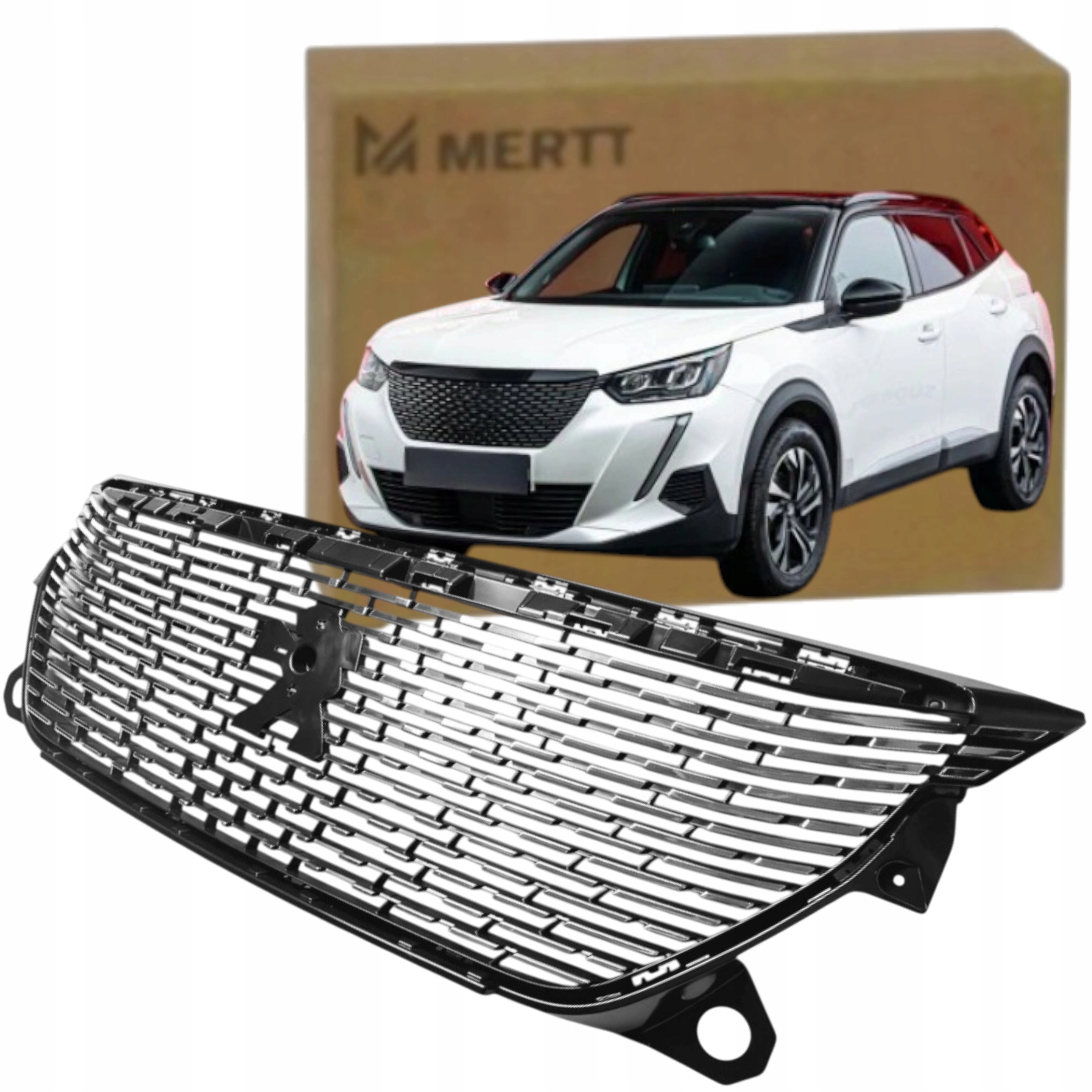 Peugeot 2008 2019+ lift nová Atrapa předního nárazníku Grill chrom