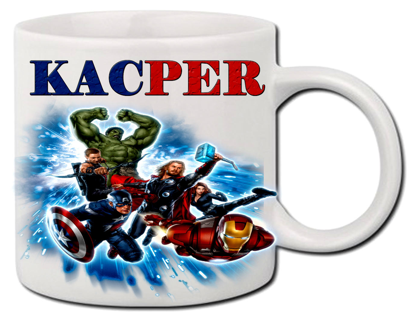 

Kubek 330 ml Avengers Thor Hulk Czarna Wdowa +imię