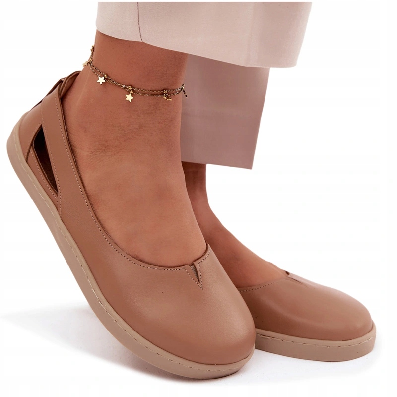 Baleríny Barefoot Přírodní Kůže Pohodlné Zazoo 10217 Cappucino 39
