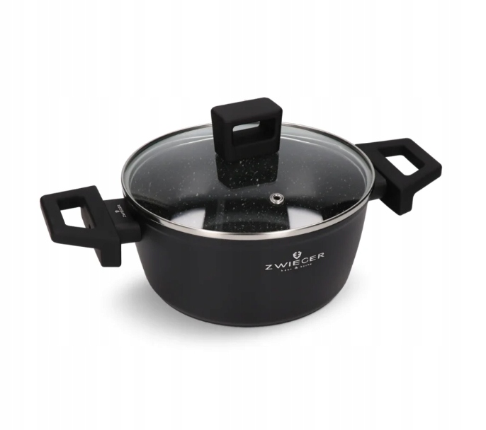 Zwieger Forte Garnek 3 L Z Pokrywką 20 CM Czarny Indukcja Aluminium