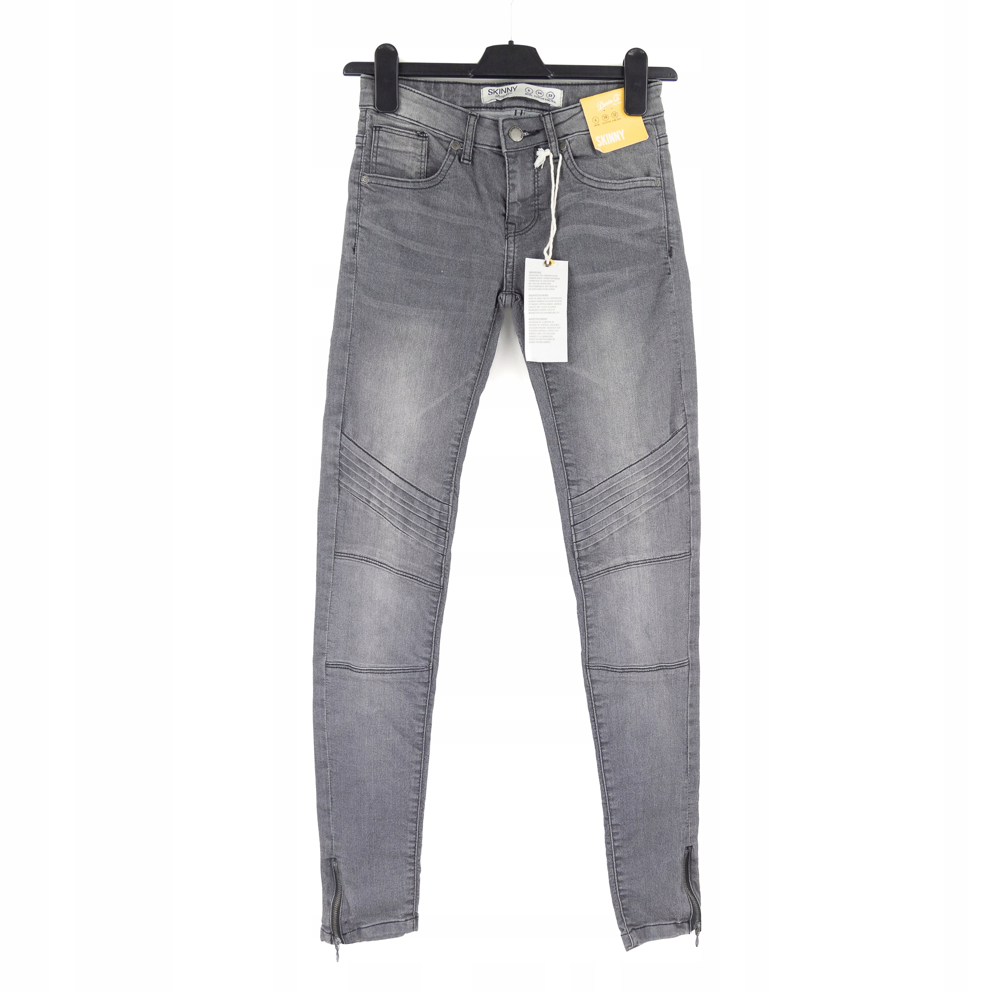 SPODNIE DAMSKIE DENIM CO SZARE JEANSY SKINNY 34