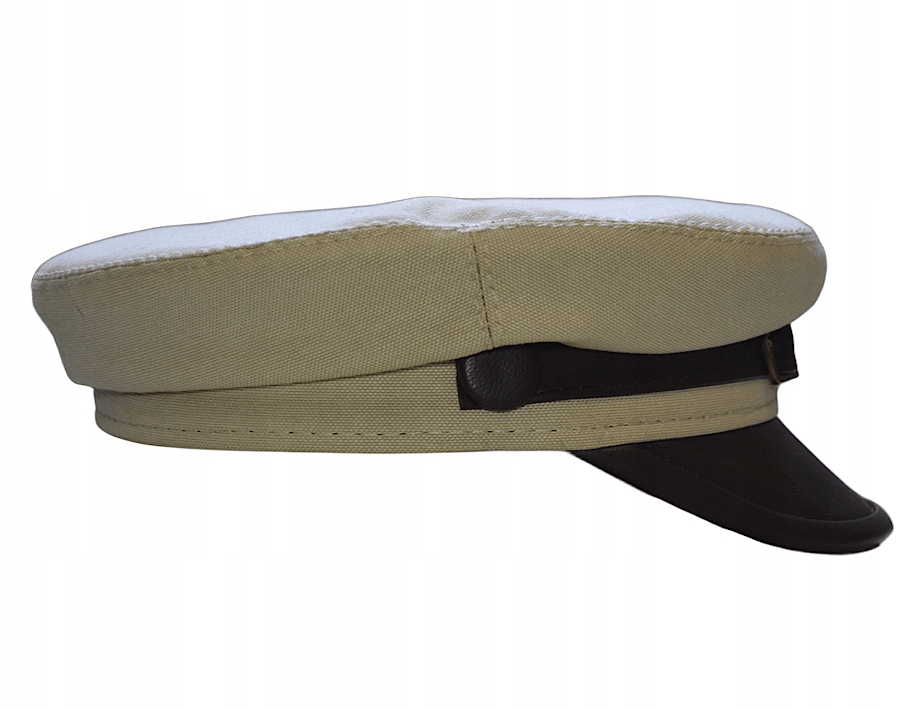 Čepice Maciejówka z přírodního lnu kožený kšilt Witleather Skoczów