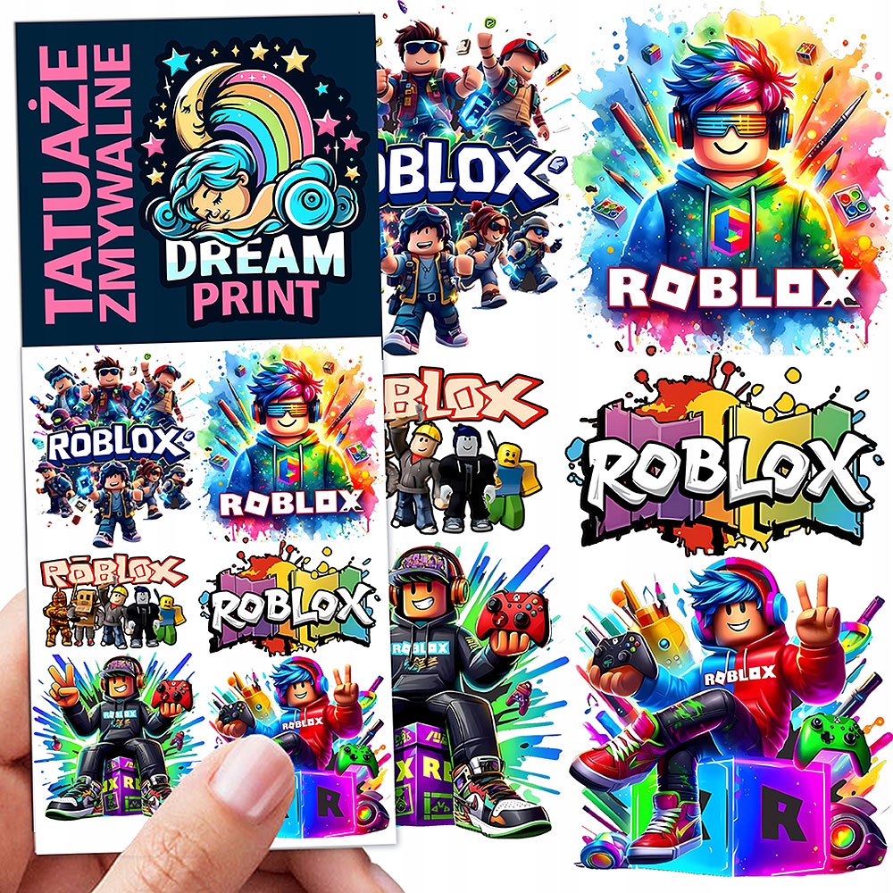 TATUAŻE DLA DZIECI ZMYWALNE TYMCZASOWE ROBLOX WZORY JAKOŚĆ