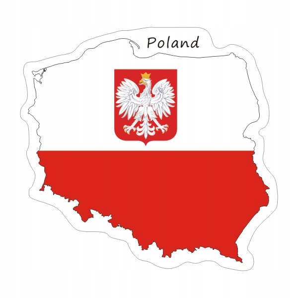 

Naklejka Polska Kontur z Godłem Flaga Polski