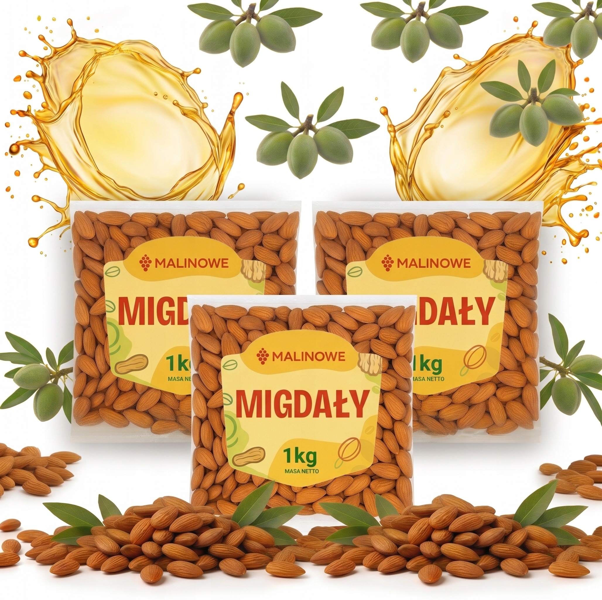 Sada Kalifornské Mandle Celé 3x1kg Mandle Vynikající Kvality Premium