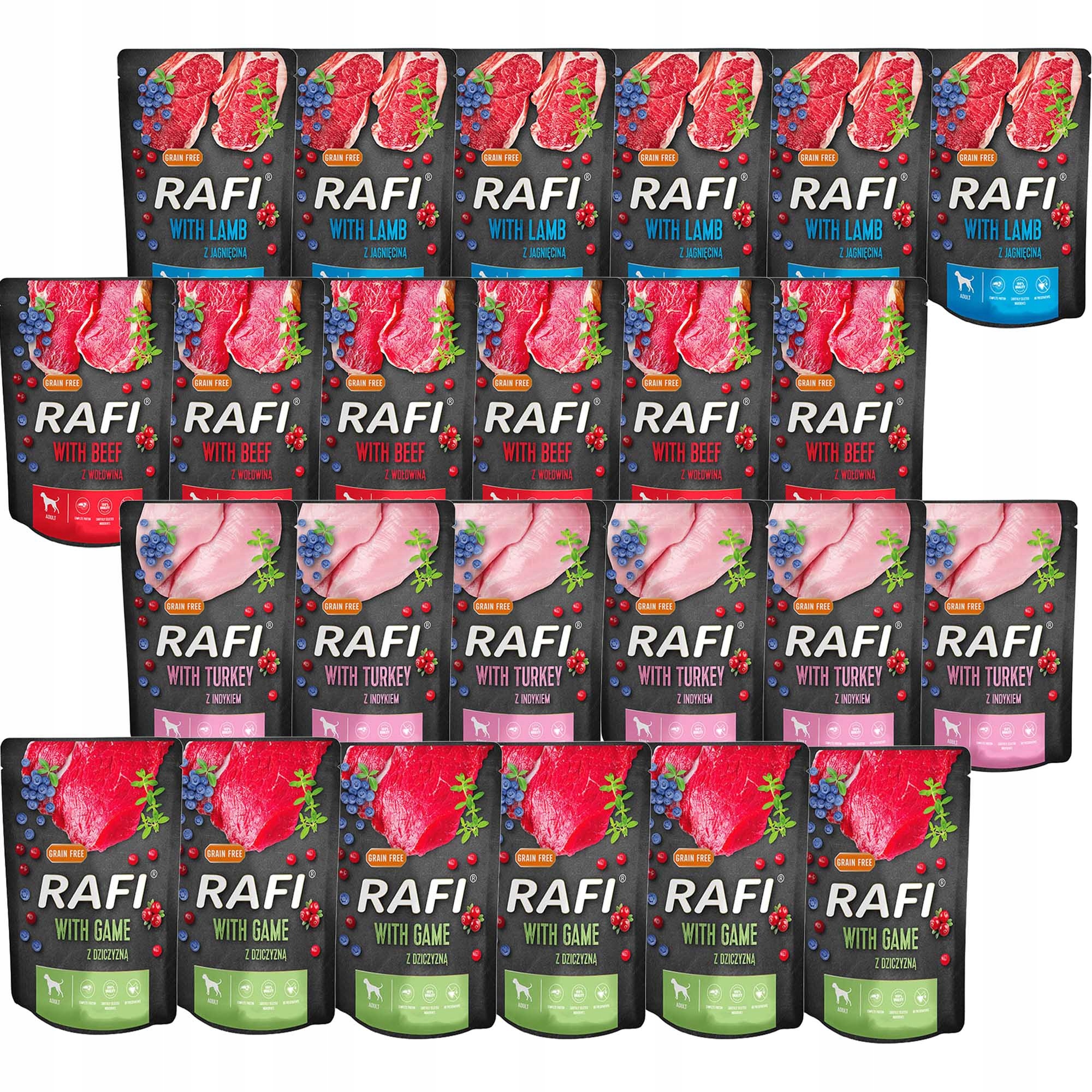 Levně Dolina Noteci Rafi krmivo pro psy Mix chutí 300 g x 24 kusů